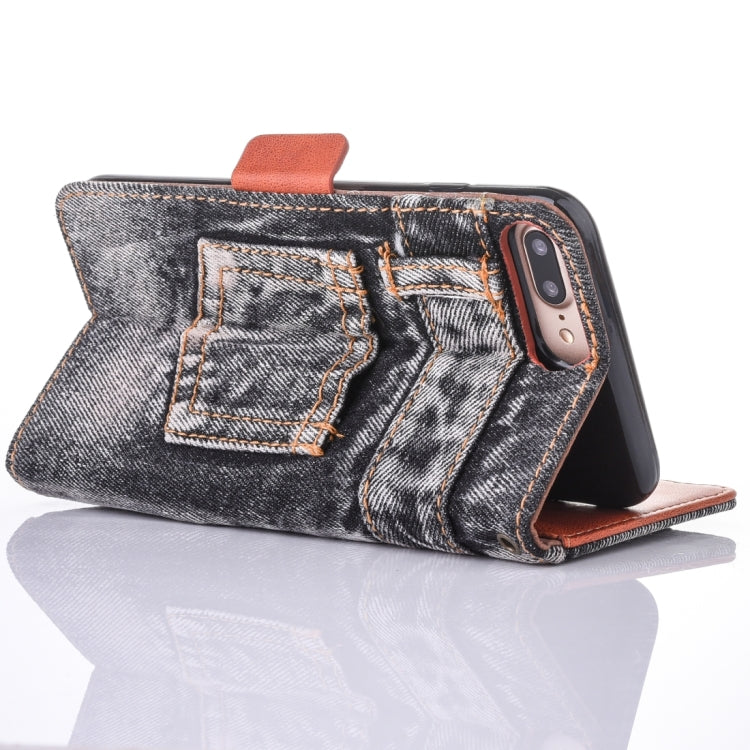 For iPhone 8 Plus & 7 Plus   Denim Cloth Texture Horizontal Flip Leather Case with Holder & Card Slots & Wallet
