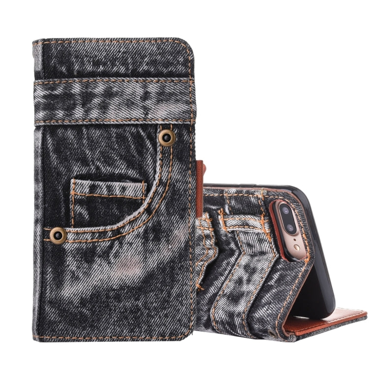 For iPhone 8 Plus & 7 Plus   Denim Cloth Texture Horizontal Flip Leather Case with Holder & Card Slots & Wallet