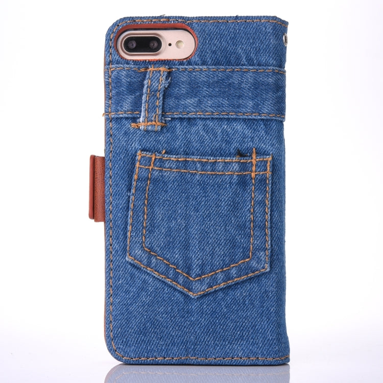 For iPhone 8 Plus & 7 Plus   Denim Cloth Texture Horizontal Flip Leather Case with Holder & Card Slots & Wallet