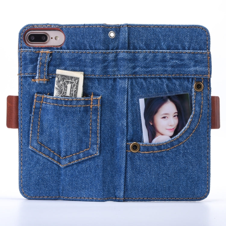 For iPhone 8 Plus & 7 Plus   Denim Cloth Texture Horizontal Flip Leather Case with Holder & Card Slots & Wallet