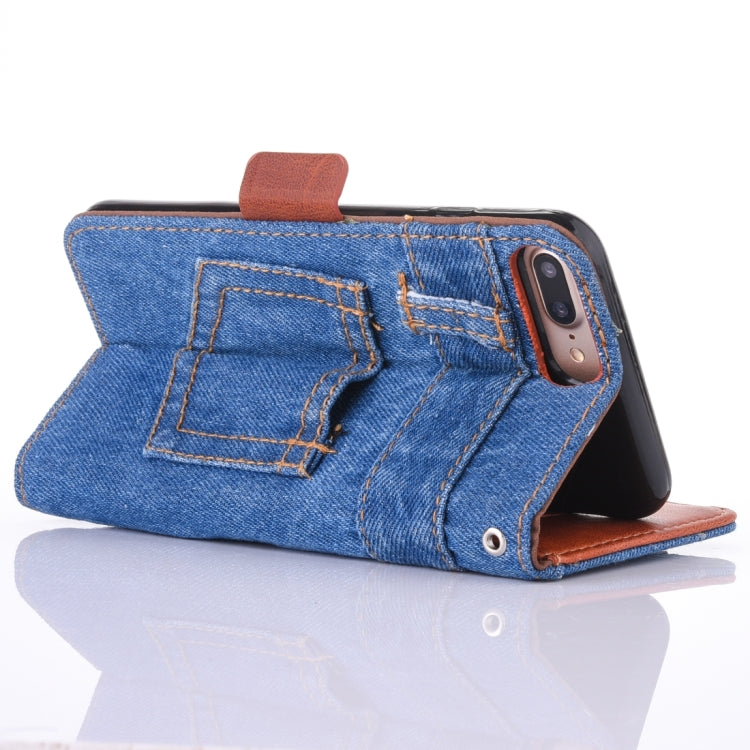 For iPhone 8 Plus & 7 Plus   Denim Cloth Texture Horizontal Flip Leather Case with Holder & Card Slots & Wallet