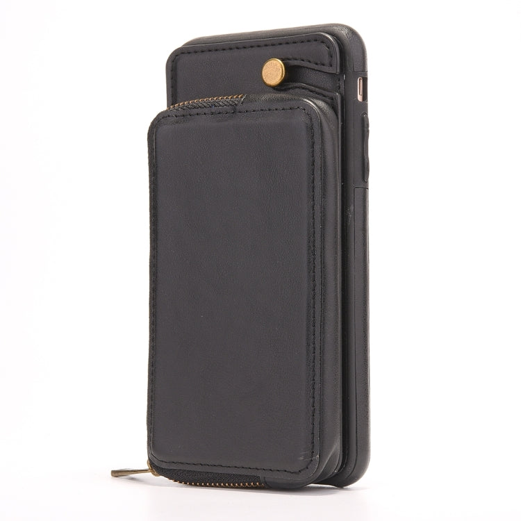For iPhone 8 Plus & 7 Plus   Removable Rotation TPU + Leather Protective Case with Zipper Wallet Bag