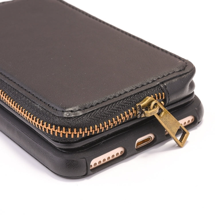 For iPhone 8 Plus & 7 Plus   Removable Rotation TPU + Leather Protective Case with Zipper Wallet Bag