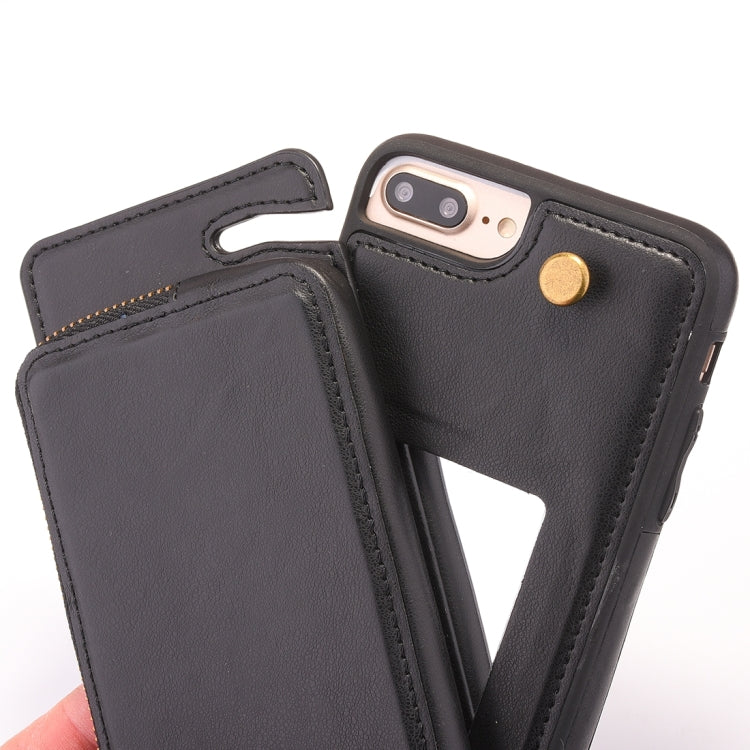 For iPhone 8 Plus & 7 Plus   Removable Rotation TPU + Leather Protective Case with Zipper Wallet Bag