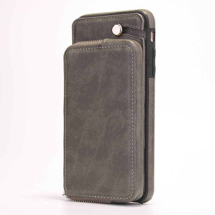 For iPhone 8 Plus & 7 Plus   Removable Rotation TPU + Leather Protective Case with Zipper Wallet Bag