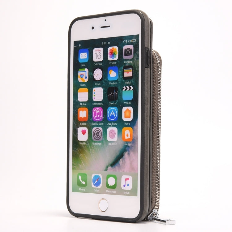 For iPhone 8 Plus & 7 Plus   Removable Rotation TPU + Leather Protective Case with Zipper Wallet Bag