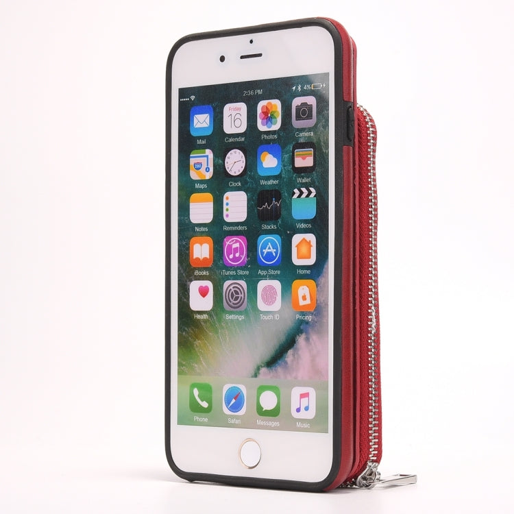 For iPhone 8 Plus & 7 Plus   Removable Rotation TPU + Leather Protective Case with Zipper Wallet Bag
