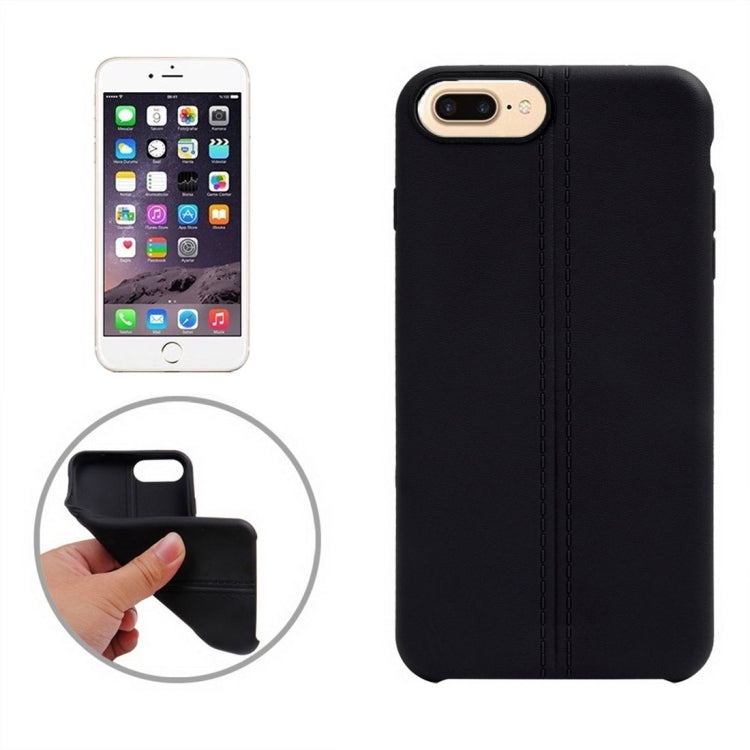 For iPhone 8 Plus & 7 Plus   Central Double Line Smooth Surface Soft TPU Protective Case