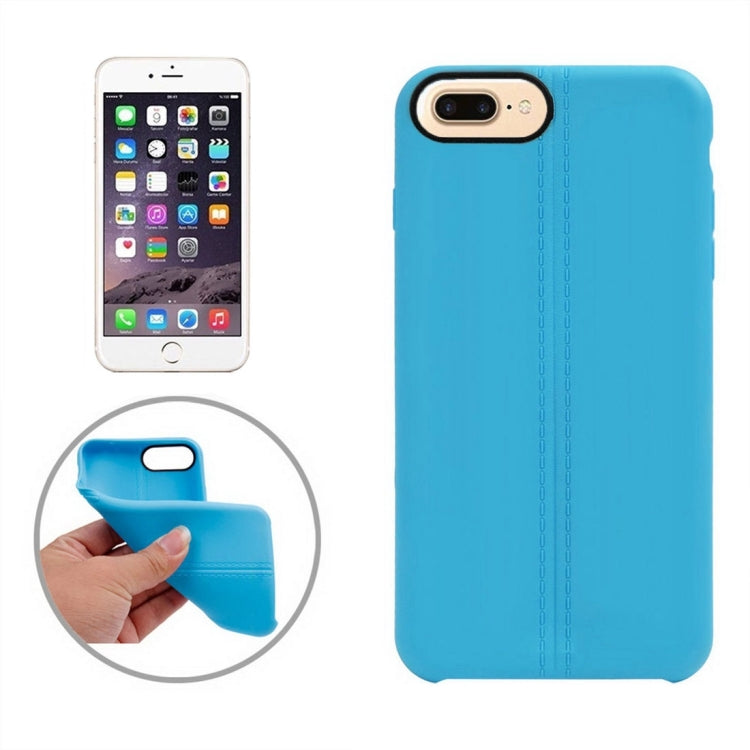 For iPhone 8 Plus & 7 Plus   Central Double Line Smooth Surface Soft TPU Protective Case