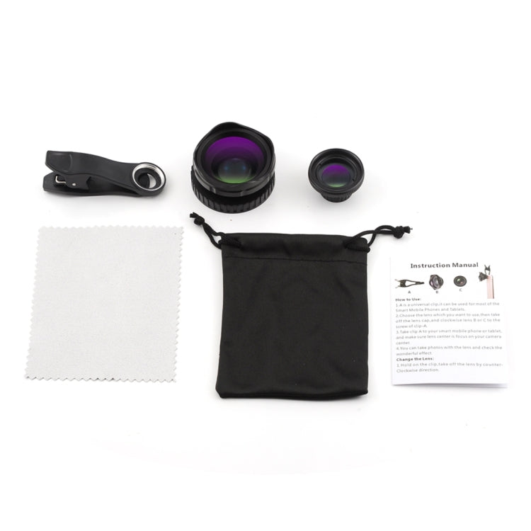HAUTIK HK-007 2 in 1 Universal 12X Macro Lens + 0.6X HD Wide-angle Lens Kit with Clip, For iPhone, Samsung, Huawei, Xiaomi, HTC and Other Smartphones, Ultra-thin Digital Camera