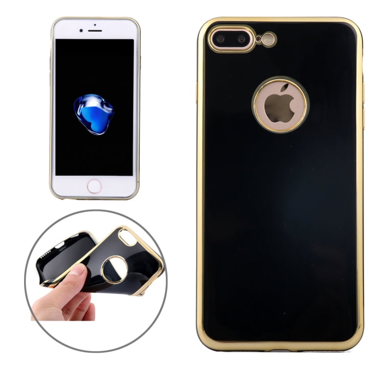 For iPhone 8 Plus & 7 Plus   Electroplating Gold Edge Soft TPU Protective Case