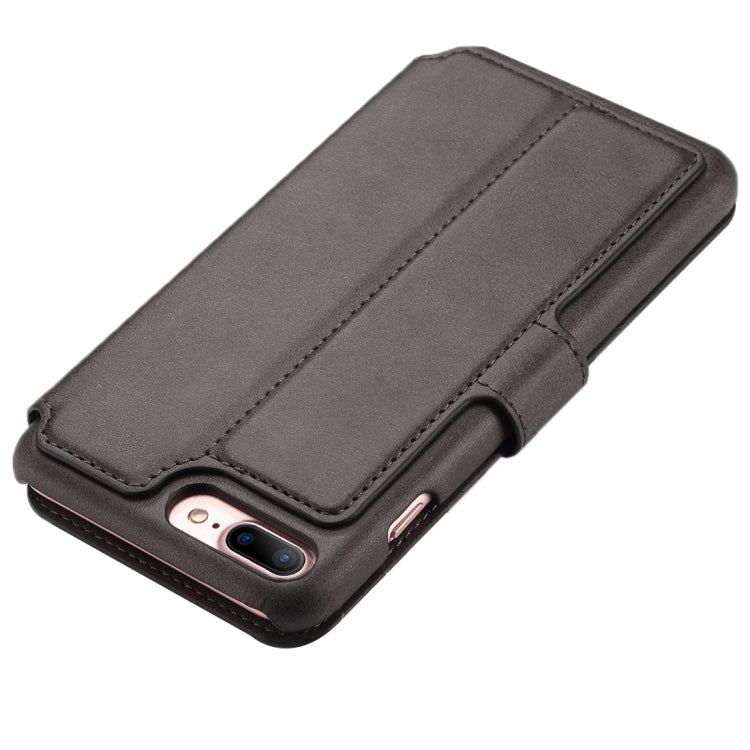 For iPhone 8 Plus & 7 Plus   Cowhide Texture Horizontal Flip Leather Case with Holder & Crad Slots & Wallet
