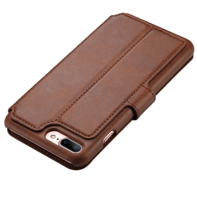 For iPhone 8 Plus & 7 Plus   Cowhide Texture Horizontal Flip Leather Case with Holder & Crad Slots & Wallet