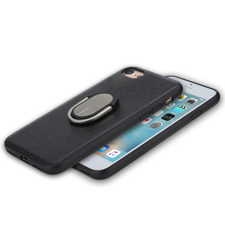Rock for iPhone 8 Plus & 7 Plus   Antiskid Texture PU Surface + PC Protective Case with TPU Frame & Magnetic Metal Ring Holder