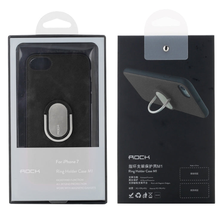 Rock for iPhone 8 Plus & 7 Plus   Antiskid Texture PU Surface + PC Protective Case with TPU Frame & Magnetic Metal Ring Holder