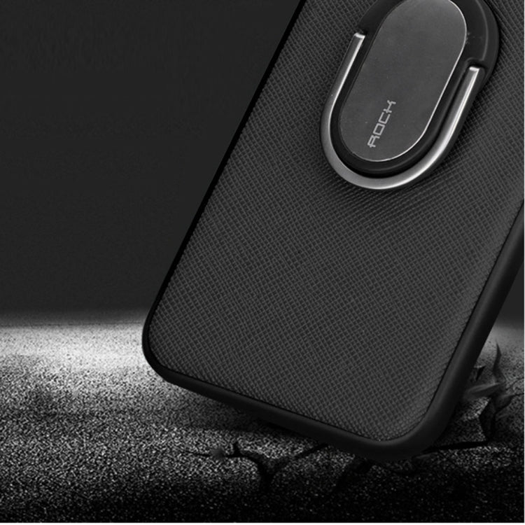 Rock for iPhone 8 Plus & 7 Plus   Antiskid Texture PU Surface + PC Protective Case with TPU Frame & Magnetic Metal Ring Holder