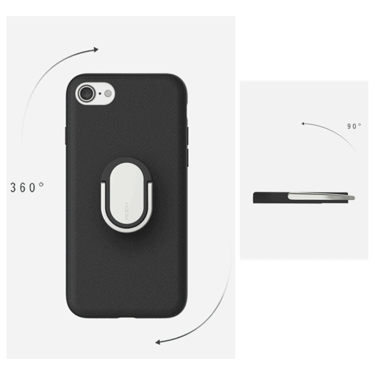 Rock for iPhone 8 Plus & 7 Plus   Antiskid Texture PU Surface + PC Protective Case with TPU Frame & Magnetic Metal Ring Holder