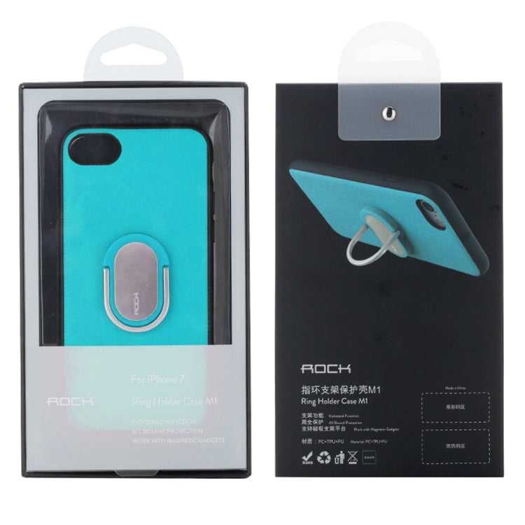 Rock for iPhone 8 Plus & 7 Plus   Antiskid Texture PU Surface + PC Protective Case with TPU Frame & Magnetic Metal Ring Holder