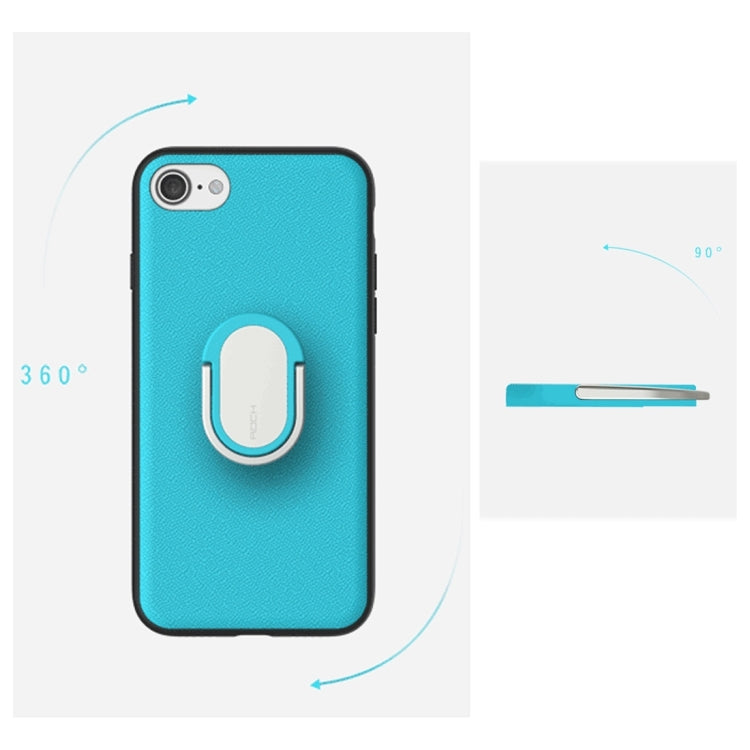 Rock for iPhone 8 Plus & 7 Plus   Antiskid Texture PU Surface + PC Protective Case with TPU Frame & Magnetic Metal Ring Holder
