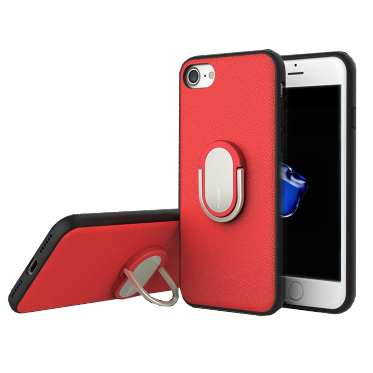 Rock for iPhone 8 Plus & 7 Plus   Antiskid Texture PU Surface + PC Protective Case with TPU Frame & Magnetic Metal Ring Holder