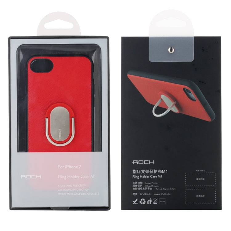 Rock for iPhone 8 Plus & 7 Plus   Antiskid Texture PU Surface + PC Protective Case with TPU Frame & Magnetic Metal Ring Holder