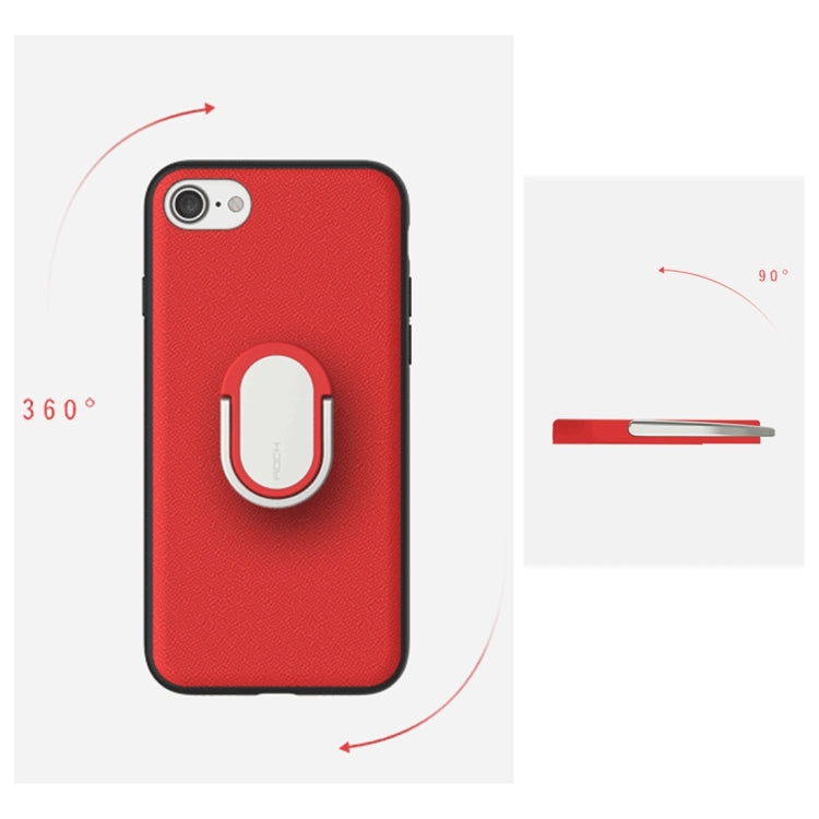 Rock for iPhone 8 Plus & 7 Plus   Antiskid Texture PU Surface + PC Protective Case with TPU Frame & Magnetic Metal Ring Holder