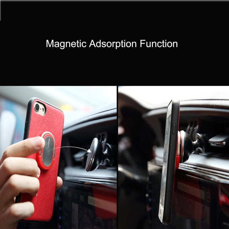 Rock for iPhone 8 Plus & 7 Plus   Antiskid Texture PU Surface + PC Protective Case with TPU Frame & Magnetic Metal Ring Holder