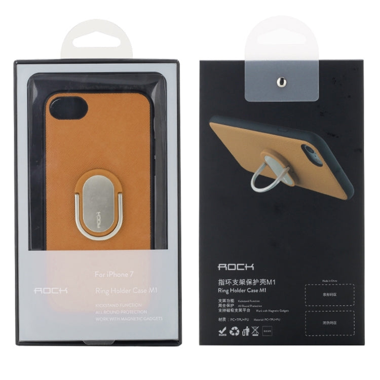 Rock for iPhone 8 Plus & 7 Plus   Antiskid Texture PU Surface + PC Protective Case with TPU Frame & Magnetic Metal Ring Holder