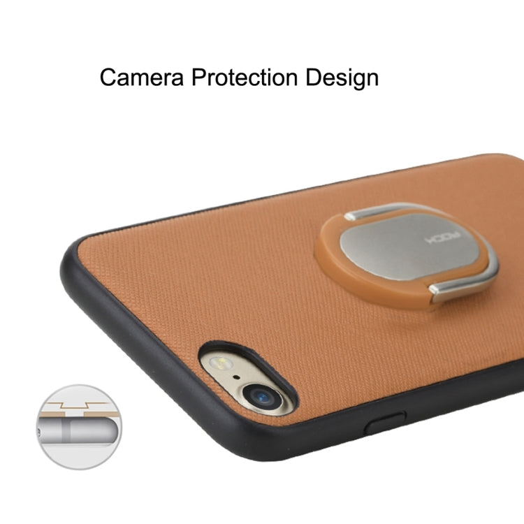 Rock for iPhone 8 Plus & 7 Plus   Antiskid Texture PU Surface + PC Protective Case with TPU Frame & Magnetic Metal Ring Holder