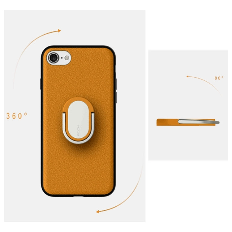 Rock for iPhone 8 Plus & 7 Plus   Antiskid Texture PU Surface + PC Protective Case with TPU Frame & Magnetic Metal Ring Holder
