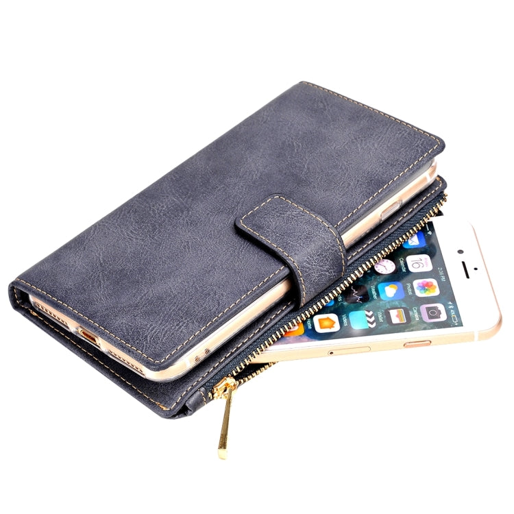 For iPhone 8 Plus & 7 Plus   Retro Style Crazy Horse Texture Horizontal Flip Leather Case with Separable Back Cover & Zip Fastener & Card Slot & Wallet & Magnetic Buckle