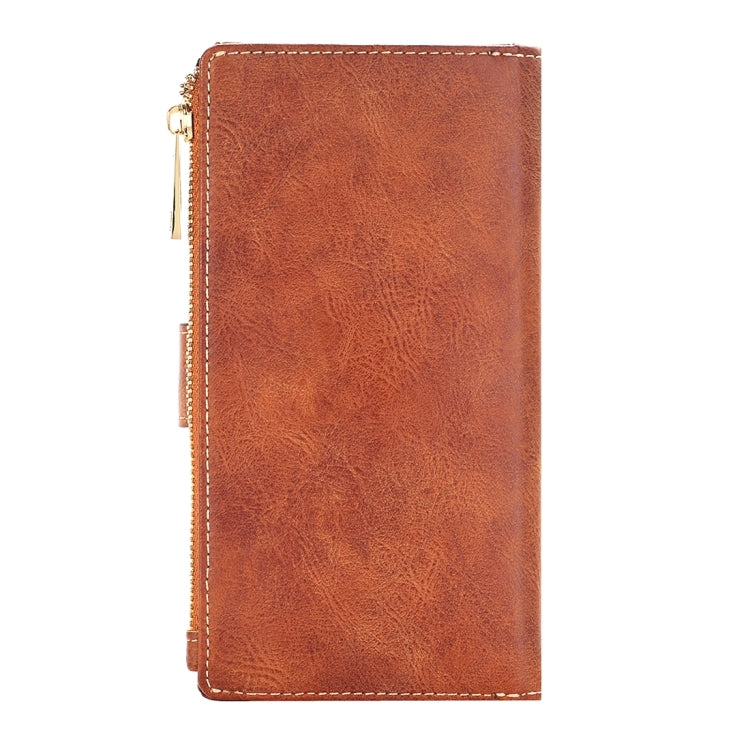 For iPhone 8 Plus & 7 Plus   Retro Style Crazy Horse Texture Horizontal Flip Leather Case with Separable Back Cover & Zip Fastener & Card Slot & Wallet & Magnetic Buckle