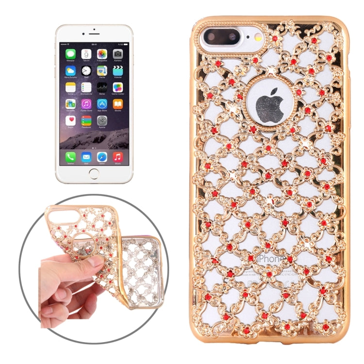 For iPhone 8 Plus & 7 Plus   Electroplating Hollowed-out Diamond Encrusted TPU Protective Case