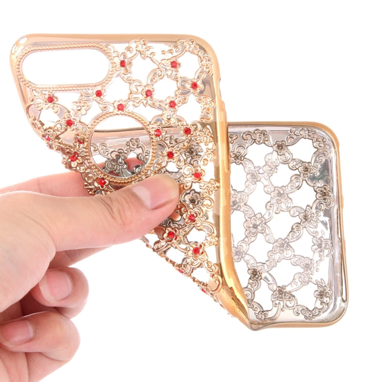 For iPhone 8 Plus & 7 Plus   Electroplating Hollowed-out Diamond Encrusted TPU Protective Case