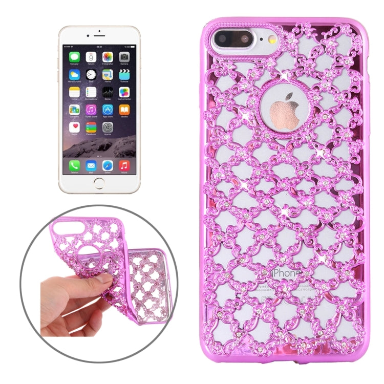 For iPhone 8 Plus & 7 Plus   Electroplating Hollowed-out Diamond Encrusted TPU Protective Case