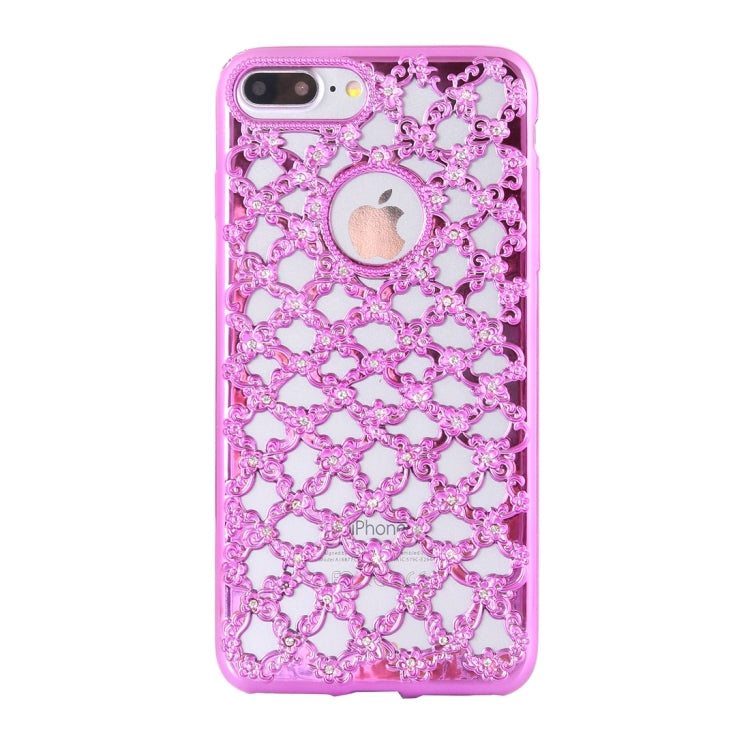 For iPhone 8 Plus & 7 Plus   Electroplating Hollowed-out Diamond Encrusted TPU Protective Case