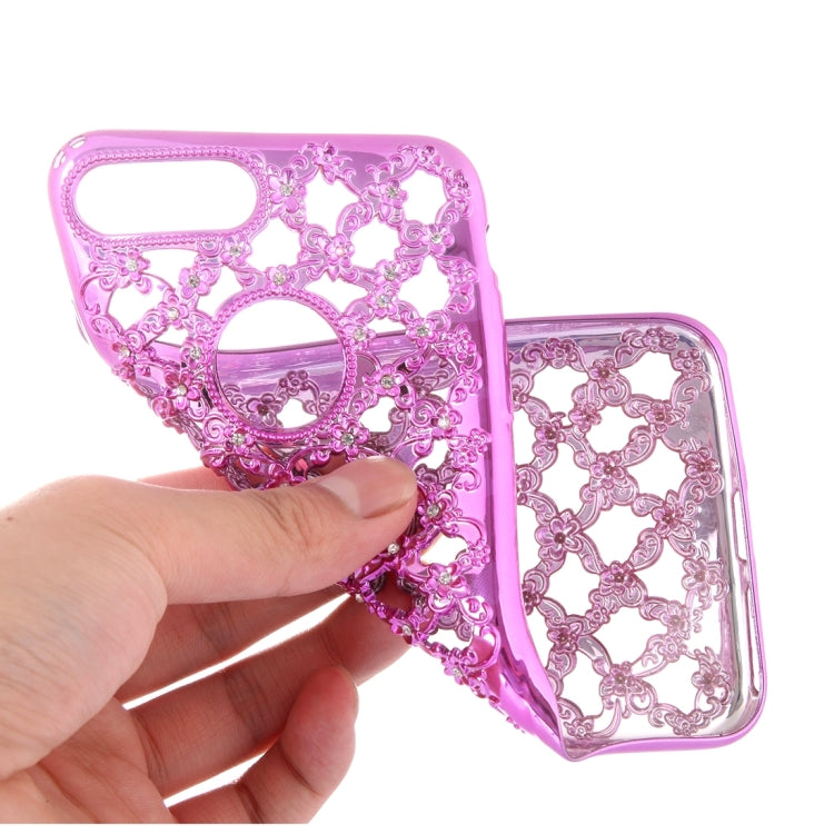 For iPhone 8 Plus & 7 Plus   Electroplating Hollowed-out Diamond Encrusted TPU Protective Case