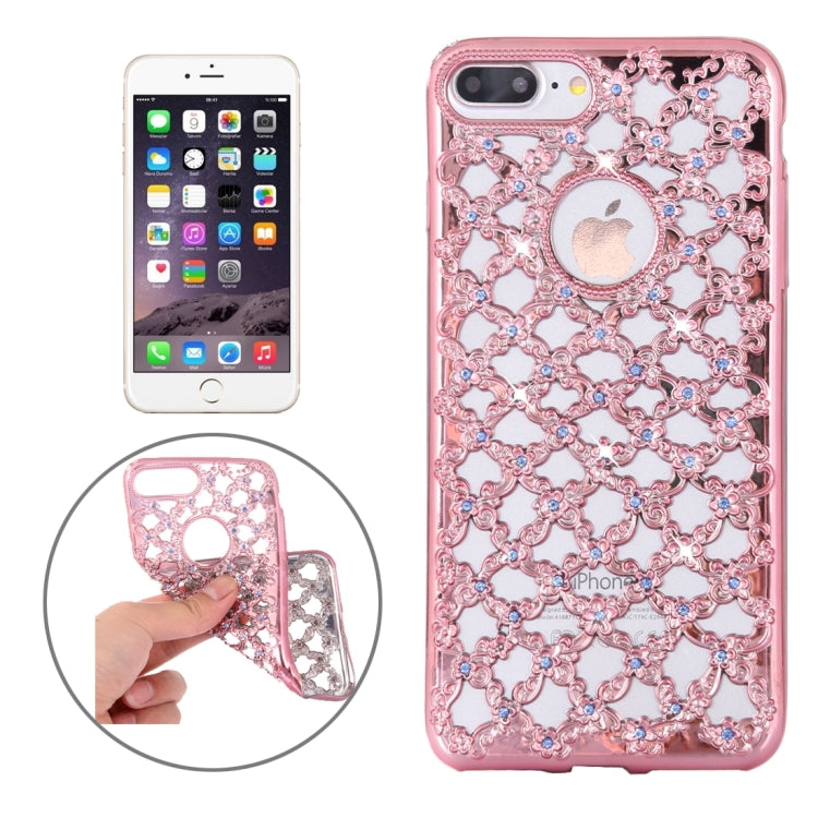 For iPhone 8 Plus & 7 Plus   Electroplating Hollowed-out Diamond Encrusted TPU Protective Case