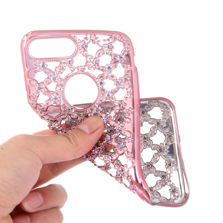For iPhone 8 Plus & 7 Plus   Electroplating Hollowed-out Diamond Encrusted TPU Protective Case