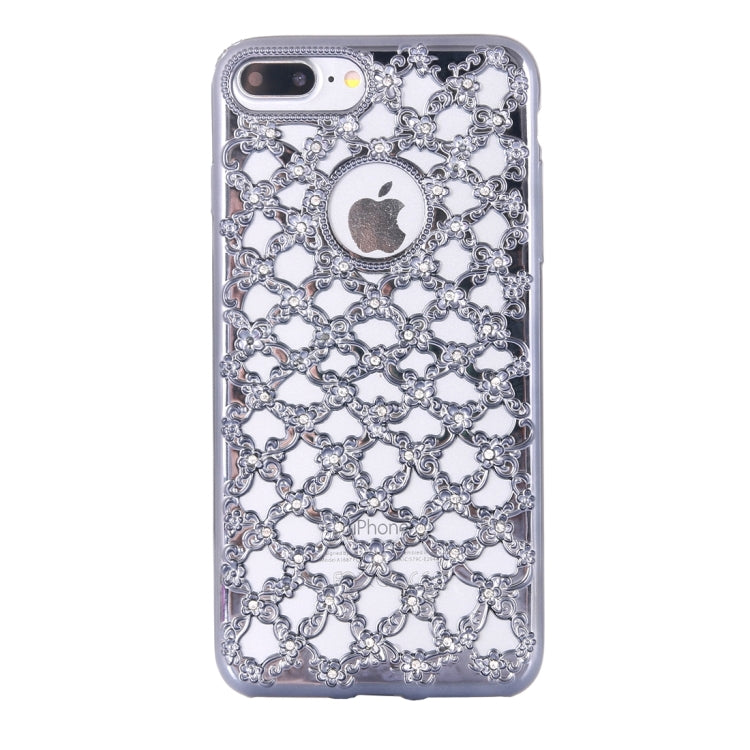 For iPhone 8 Plus & 7 Plus   Electroplating Hollowed-out Diamond Encrusted TPU Protective Case