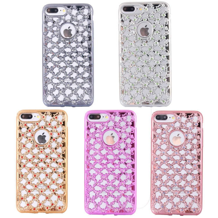 For iPhone 8 Plus & 7 Plus   Electroplating Hollowed-out Diamond Encrusted TPU Protective Case