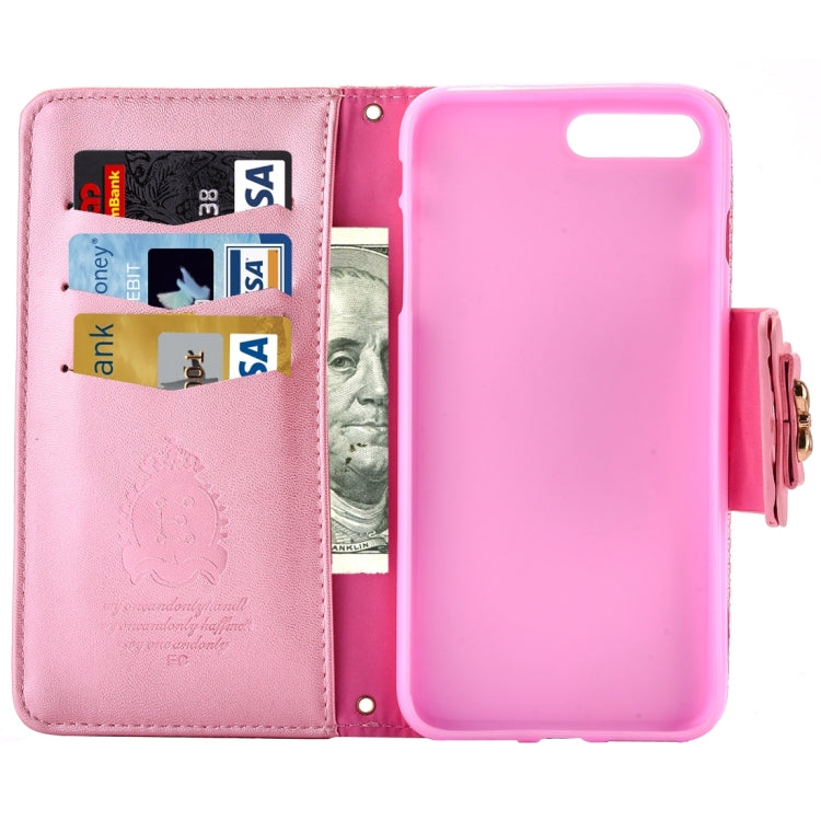 For iPhone 8 Plus & 7 Plus   Bowknot Embossing Horizontal Flip Leather Case with Holder & Card Slots & Wallet