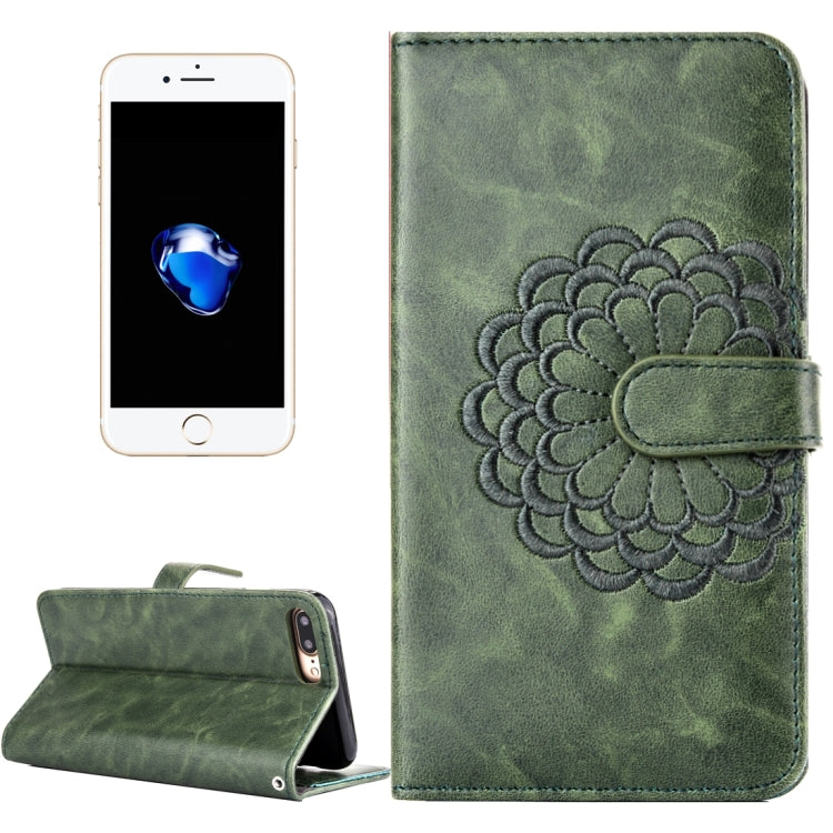 For iPhone 8 Plus & 7 Plus   Embroidery Flower Pattern Horizontal Flip Leather Case with Holder & Card Slots & Wallet & Photo Frame