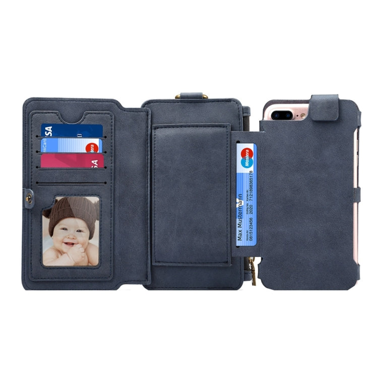 Dibase Multi-function Sheep Bar Material Universal Horizontal Flip Case for iPhone 8 Plus & 7 Plus  /6S Plus/6 Plus with Holder & Card Slots & Photo Frame & Hook & Detachable Back Protective Case