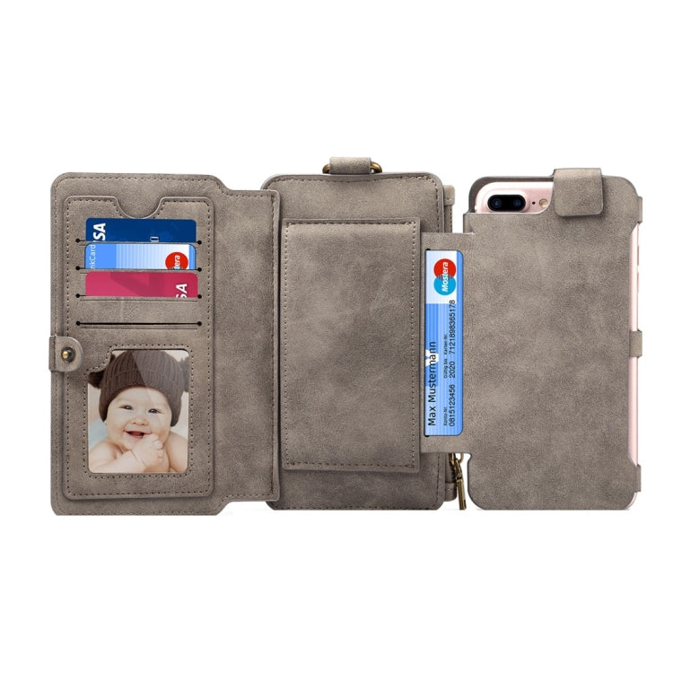Dibase Multi-function Sheep Bar Material Universal Horizontal Flip Case for iPhone 8 Plus & 7 Plus  /6S Plus/6 Plus with Holder & Card Slots & Photo Frame & Hook & Detachable Back Protective Case