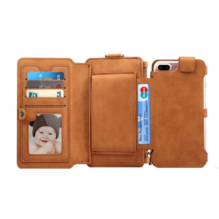 Dibase Multi-function Sheep Bar Material Universal Horizontal Flip Case for iPhone 8 Plus & 7 Plus  /6S Plus/6 Plus with Holder & Card Slots & Photo Frame & Hook & Detachable Back Protective Case