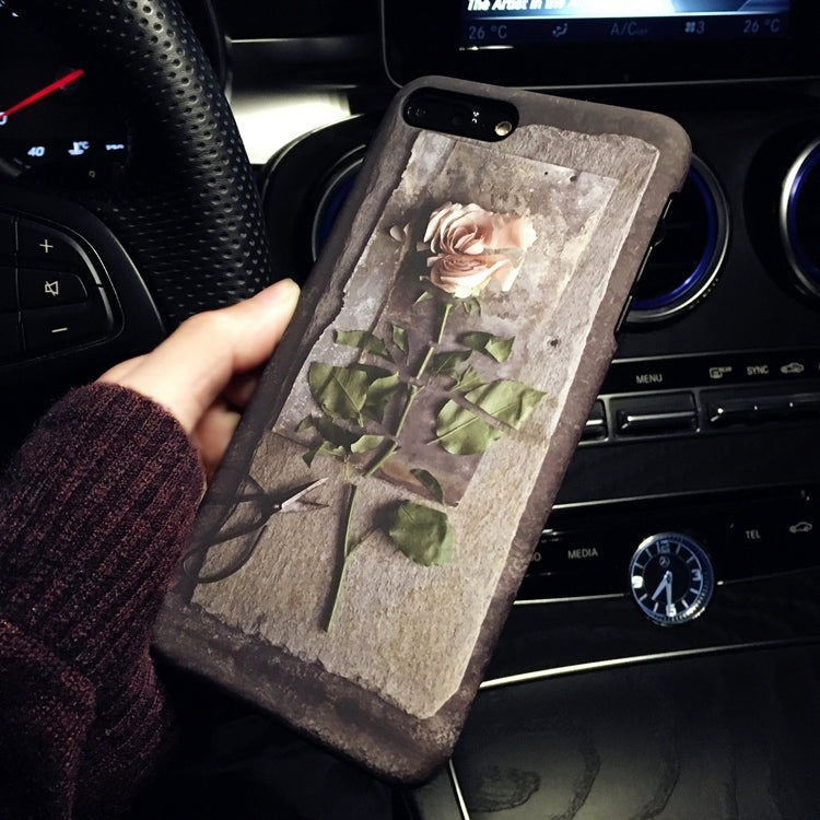 For iPhone 8 Plus & 7 Plus   Rose Pattern Frosted Protective Back Cover Case