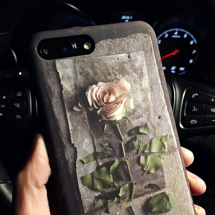For iPhone 8 Plus & 7 Plus   Rose Pattern Frosted Protective Back Cover Case