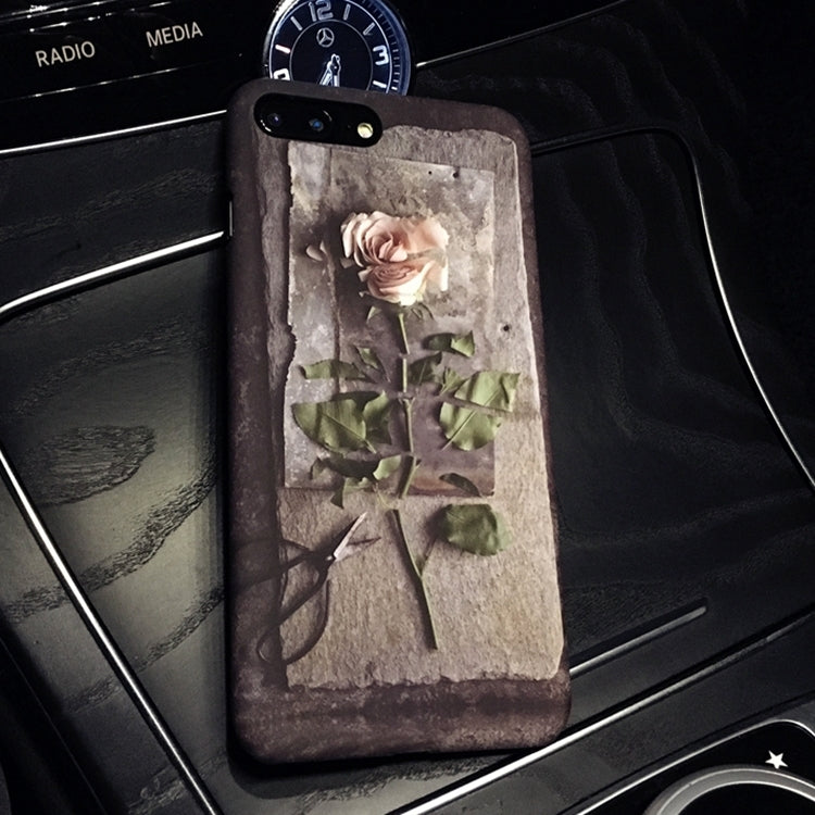For iPhone 8 Plus & 7 Plus   Rose Pattern Frosted Protective Back Cover Case