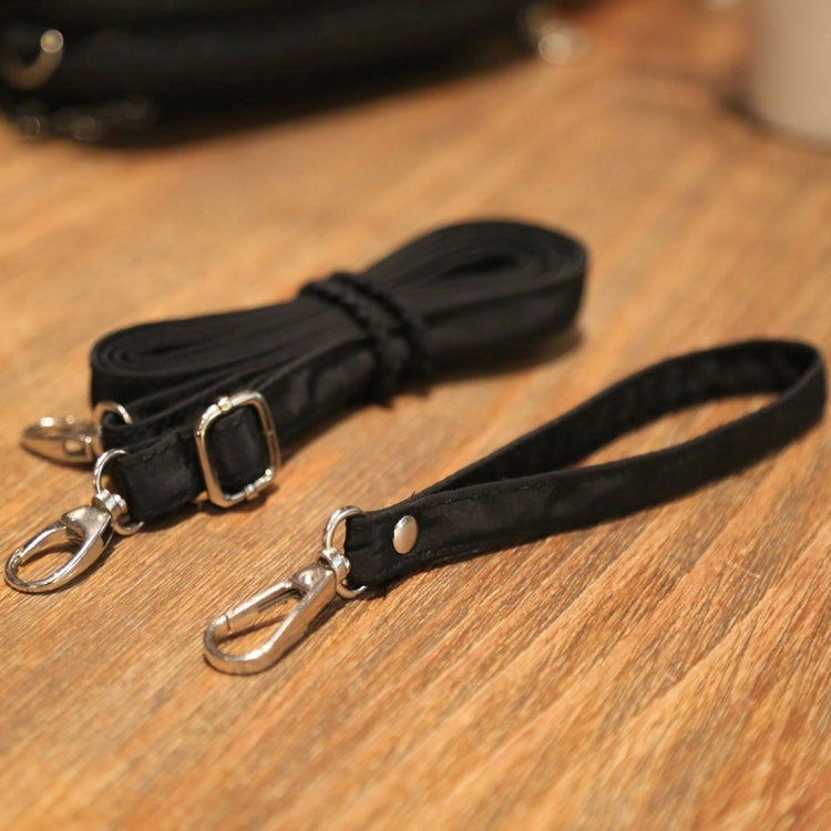 Large Capacity Three Layers Zipper Nylon Phone Protective Case Lady Shoulder Bag Hand Bag Coins Bag, Shoulder Strap Length: about 100-150cm (Black)